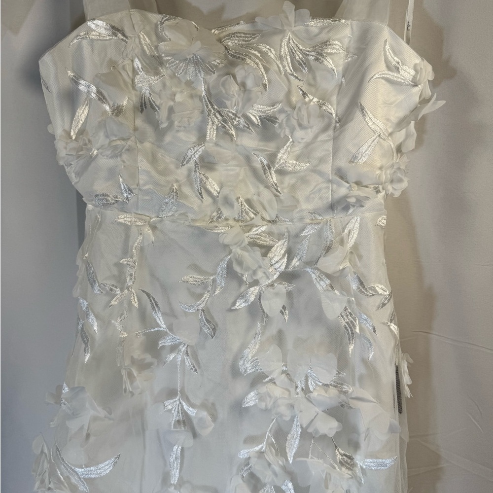 Lulus Effortlessly Sweet White Tulle 3D Floral Tie-Strap Midi Dress White M - Picture 5 of 8